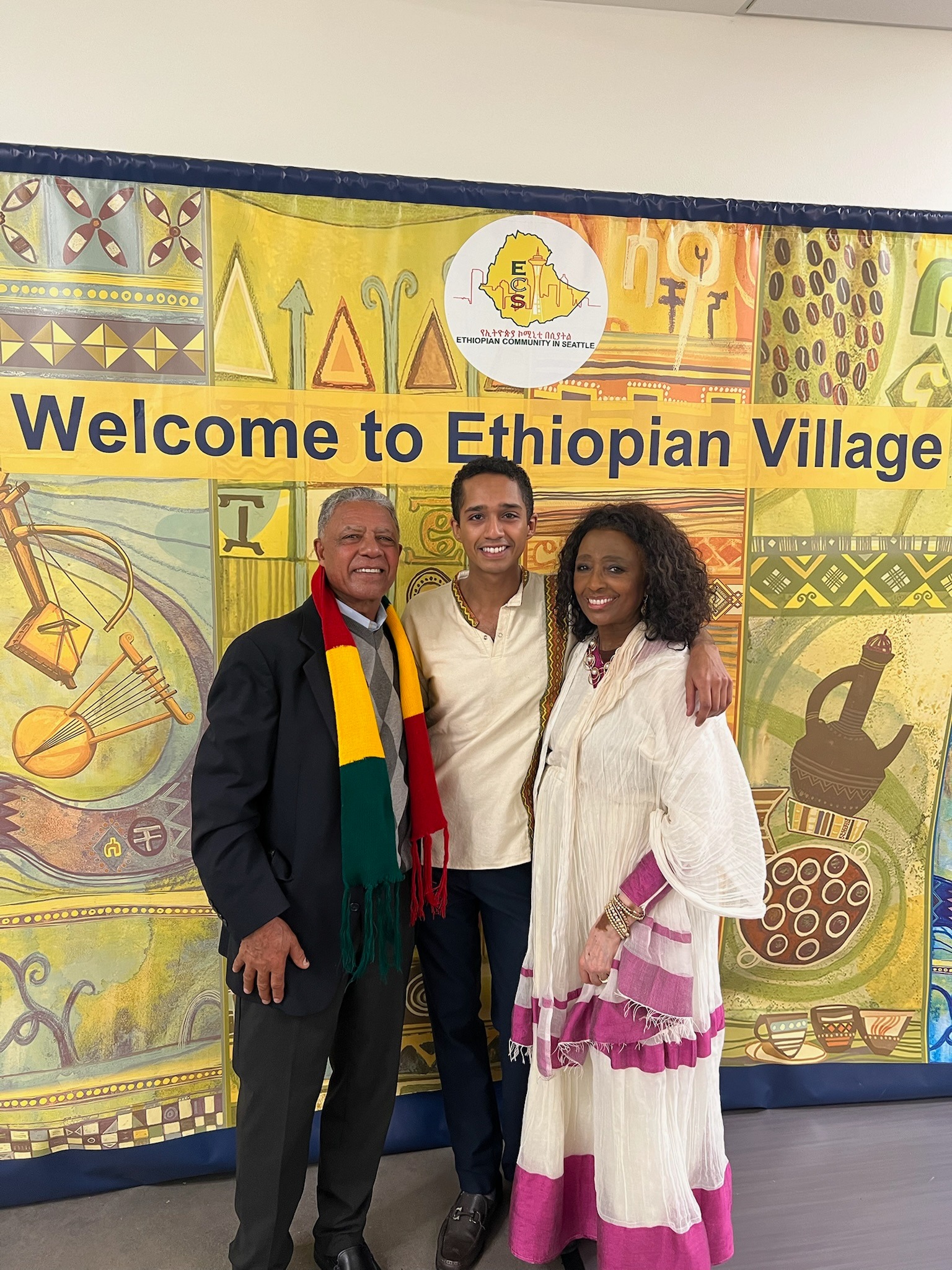 Sasu with family at Ethiopian community event